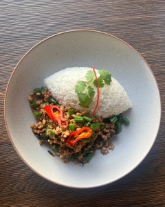 Pad ka praw kai sub w/rice